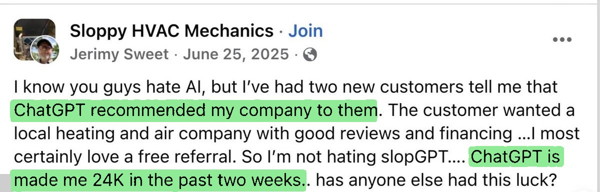Saved source for He called it “slopGPT.” Then it sent him business. Jerimy Sweet.